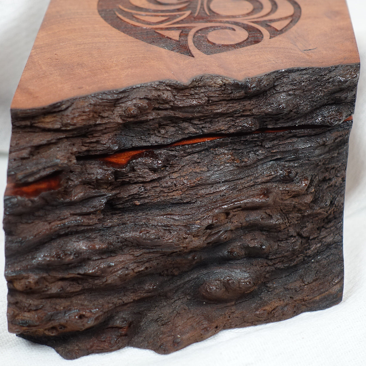 Redwood Keepsake Box with Geometric Heart Design, Box - 15