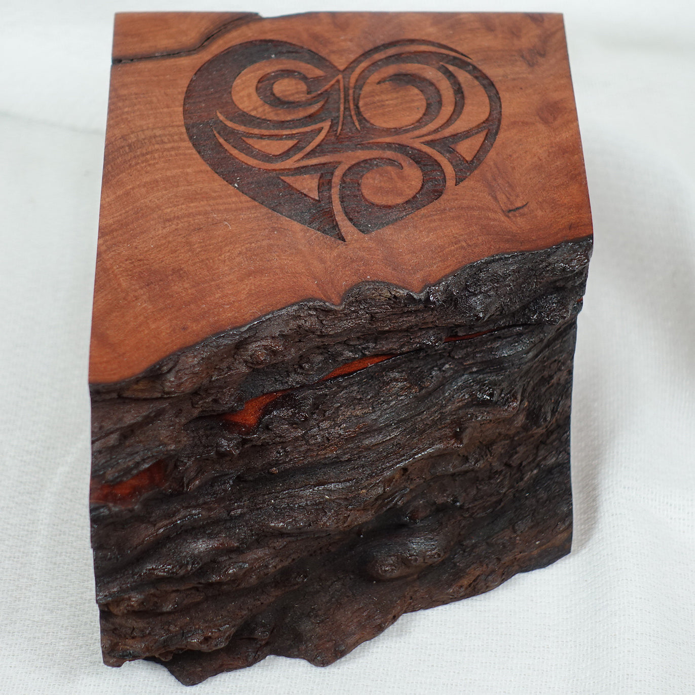 Redwood Keepsake Box with Geometric Heart Design, Box - 15